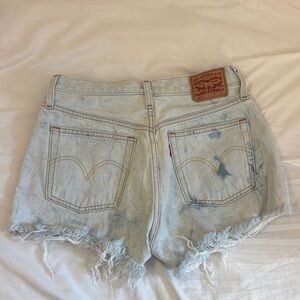 Levi's Blue Jean Shorts with Distressed Hem